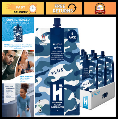 Hydrogen Water with Electrolytes 6-Pack, Unflavored, Sugar Free, Energy Drink, 1