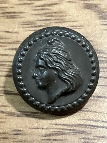 Antique Lady Liberty Civil War Union Novelty Rubber Goodyear Button From Estate