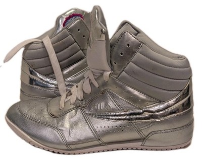 Fila Womens High Top Sneakers Size 7 Silver Metallic Casual Shoes