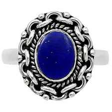 Premium Quality Natural Lapis Lazuli 925 Sterling Silver Ring s.9 Jewelry R-1667