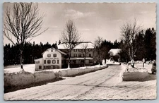Zuflucht Germany RPPC Snowy Winter Street Scene Höhenhotel c.1957 Black Forest