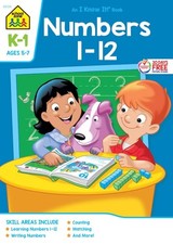 School Zone - Numbers 1-12 Workbook - Ages 5 to 6, Kindergarten, 1st Grade, Numb