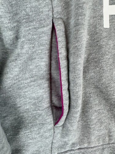 The North Face Hoodie Womens Large Gray Pink Pullover Sweatshirt Pockets Logo - Picture 3 of 8
