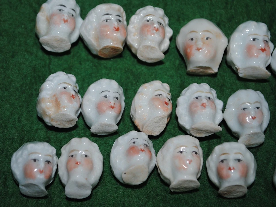 20 antike doll heads, kleine Porzellan Puppenköpfe, bemalt 0304 - Bild 2 von 4
