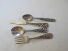 sterling silver kirk  stieff repousse CHILD'S  spoon/fork/knife pieces