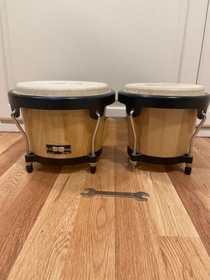 Gon Bops Fiesta Series Bongos 7'' & 8.5'' - Natural Wood/Hide - w/ Tuning Wrench