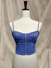 L.A. Hearts Blue Lace-Up Boned Corset Top Spaghetti Straps Size S