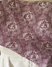 3 Vintage French Cherub Putti Dog Floral Fabric Remnants~Dk Lavender~Pierre Deux