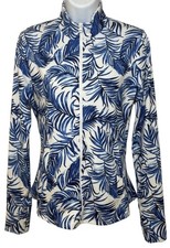 Tommy Bahama Golf Top Women  s XS Full Zip Blue Palms Long Sleeve Pockets Jacket