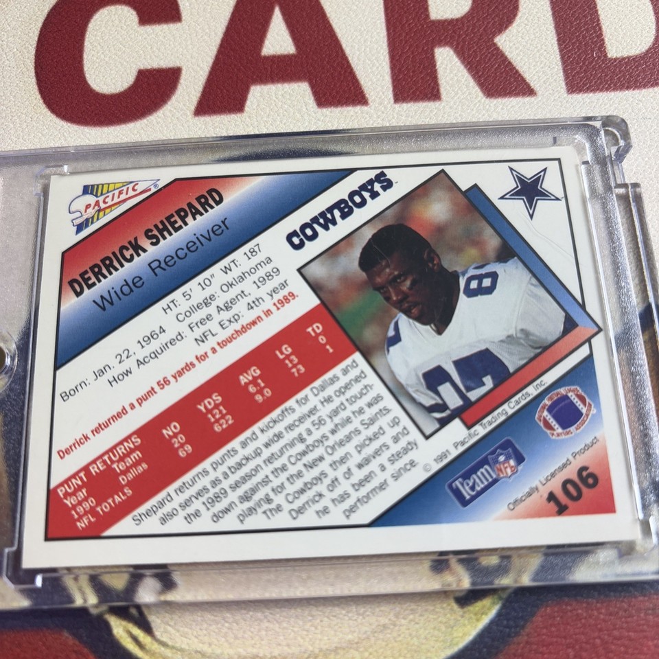 1991 Pacific NFL Football Trading Card #106 Derrick Shepard Dallas ...