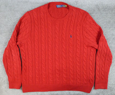 Polo Ralph Lauren Sweater Mens XXL Red Cable Knit Crew Pony Embroidered Classic