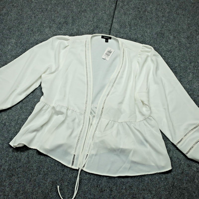 NWT Torrid Trim Inset 3rd Piece Kimono Cardigan Womens 1X White Cloud Dancer