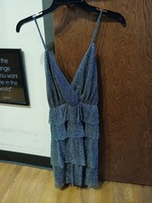 LULU'S black & silver textured ruffle mini dress