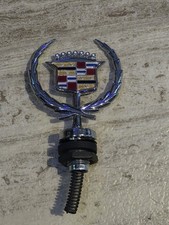 Vintage Oem Cadillac Hood Ornament Wreath Crest Spring Mount Chrome Enamel Vintage Oem Cadillac Hood Ornament Wreath Crest Spring Mount Chrome Enamel