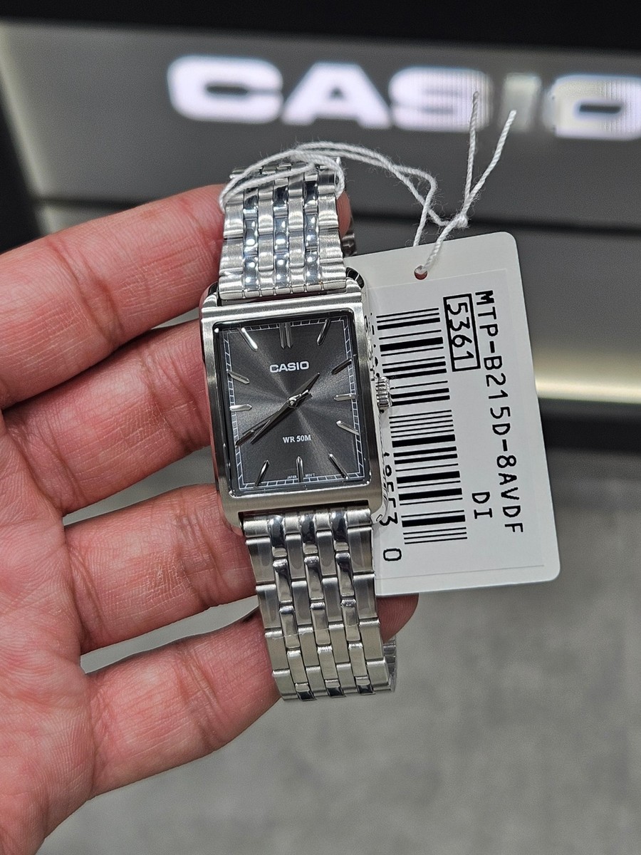 Casio MTP-B215D-8AVDF Men's Watch Rectangular Grey Dial Stainless