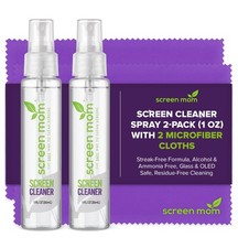 2 Pack 1oz Screen Cleaner Spray with Microfiber Cloths TV Phone Monitor