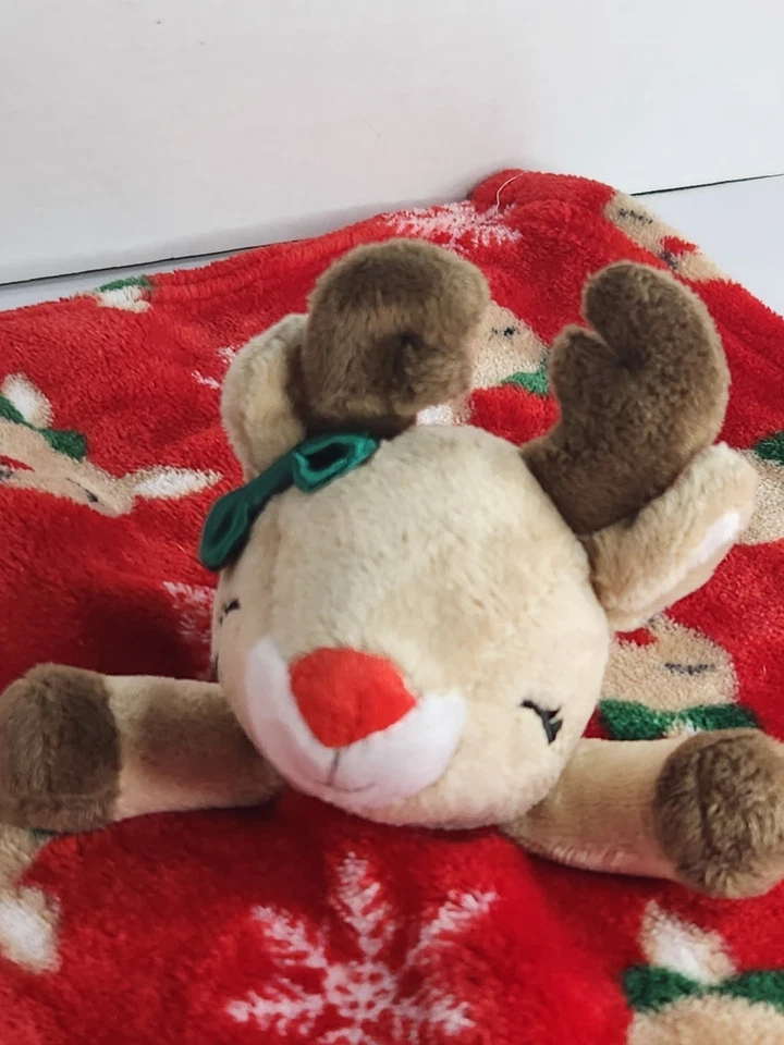 HB Hudson Baby Rudolph Reindeer Security Blanket Lovey Red Nose Christmas 14” - Image 2 of 4