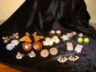 13 pairs of Clip On Back Earrings Costume Jewelry Lot Vtg Cora Cameo