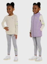 Puma Toddler Girls Size 5 3 Piece Vest Pant Long Sleeve Shirt Set Purple Gray