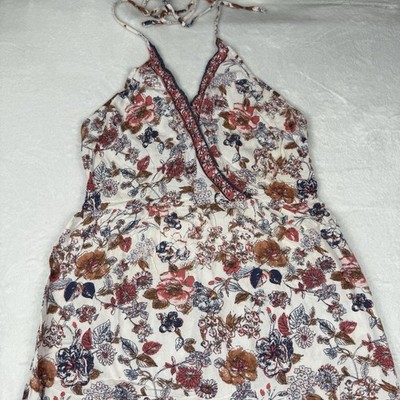 Angie Halter Maxi Dress M Pink/Blue Floral Boho Flowy Beachy Hippie Cottagecore