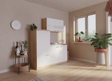 Cucina Mini Cucina Singola Rovere Bianco Frigorifero Luis 160 cm Respkta