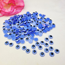 100 pcs 8 mm Round Resin Plastic Eye Blue Eyes Cabochon Flat Back Doll Jewelry