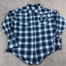 Rockmount Ranch Wear Shirt Mens XXL 2XL Blue Diamond Pearl Snap Saw Tooth Yoke