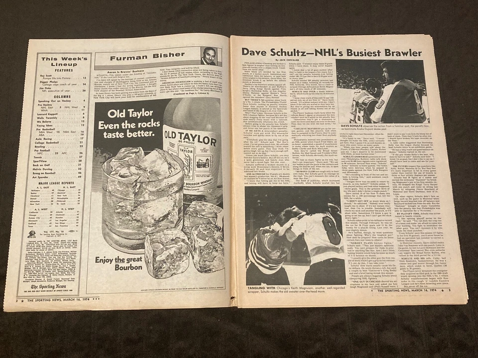 The Sporting News March 16, 1974 - Dave Schultz Philadelphia Flyers NHL Hockey - Image 3 of 4