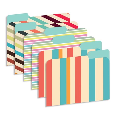 New Generation - 12 Pack Decorative 1/3 Cut Tab File Folders Patterns Designs . - Picture 5 of 7