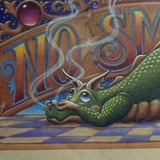No Smoking Randal Spangler Draglings Fantasy Art Print 9.5”x12.5”