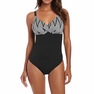 Fantasie Geneva Twist Front Control Badeanzug/Badekostüm schwarz/weiß 6599
