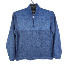 Mens Blue Van Heusen Flex Pullover Sweatshirt 1/4 Zip Mock Neck Long Sleeve L