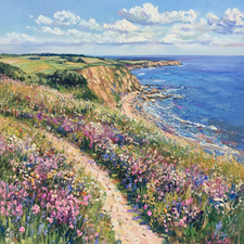 Abstrakt Yorkshire Küste Gemälde Kunst Luxus Leinwand Wand Bild Druck bunt