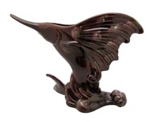 Royal Haeger Pottery Brown Agate Sailfish Swordfish Vintage Vase Planter R271