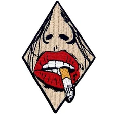 Embroidered Iron Sew On Patches transfers applique Smoking Red Lip