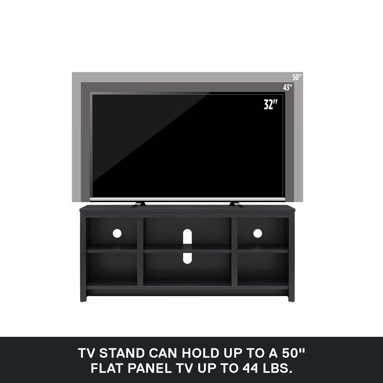 Parsons TV Stand for Tvs up to 50", Black Oak Finish