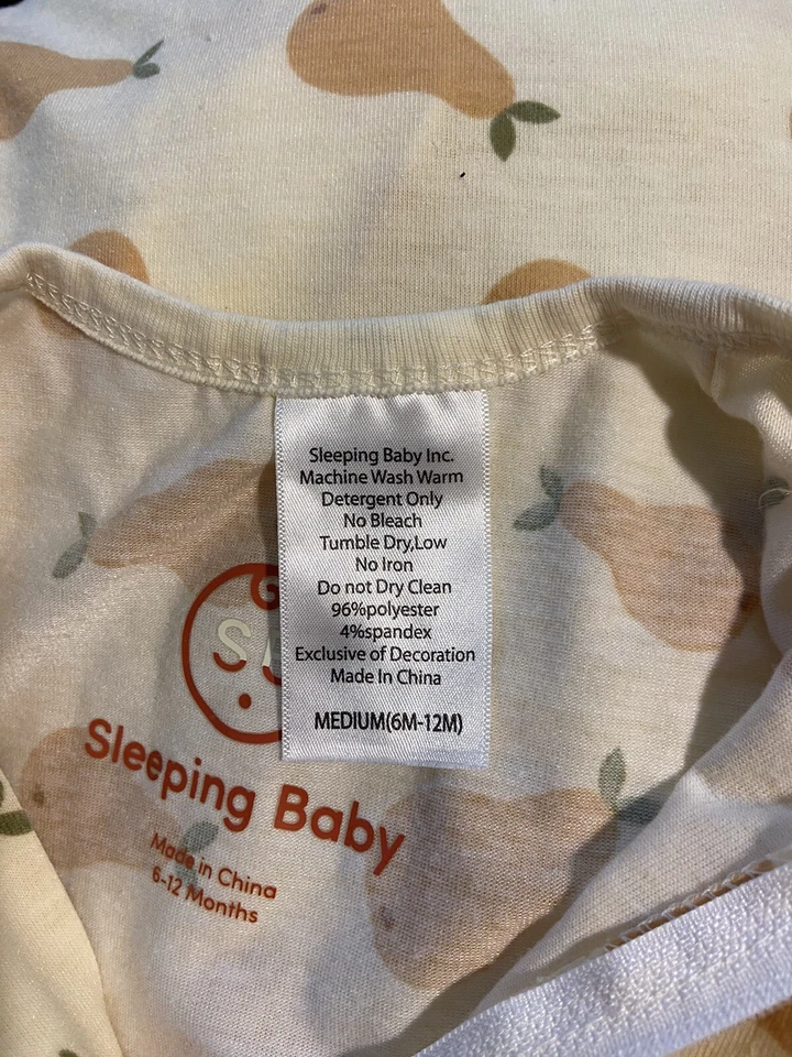 Zipadee Cremallera MEDIANA 6-12 Meses Peras Fruta Transición Manta Dormir Bebé Foto 2 de 2