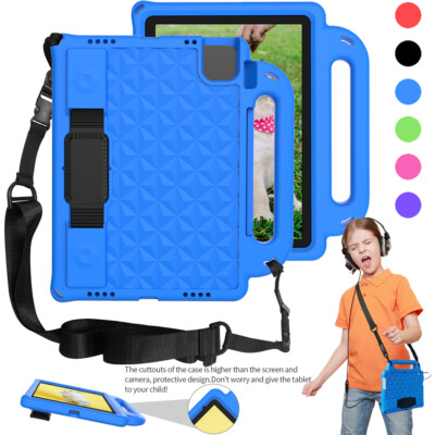 Kids Shockproof Case Cover For iPad 5th 6th 7th 8th 9th Gen Air W/Shoulder Strap