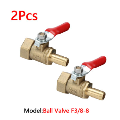2Pcs Brass Ball Valve 3/8'' BSP Female Thread to Barb 8mm ID Hose Connector 