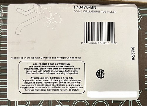 BRIZO (customer change) BRUSHED NICKEL TUB FILLER #T70475-BN FOR BATHTUBS,C-pics - Picture 2 of 2
