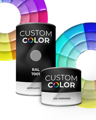 Custom Color 2K Autolack hochglänzend 1,5Liter Set RAL 7001 Silbergrau Acryl
