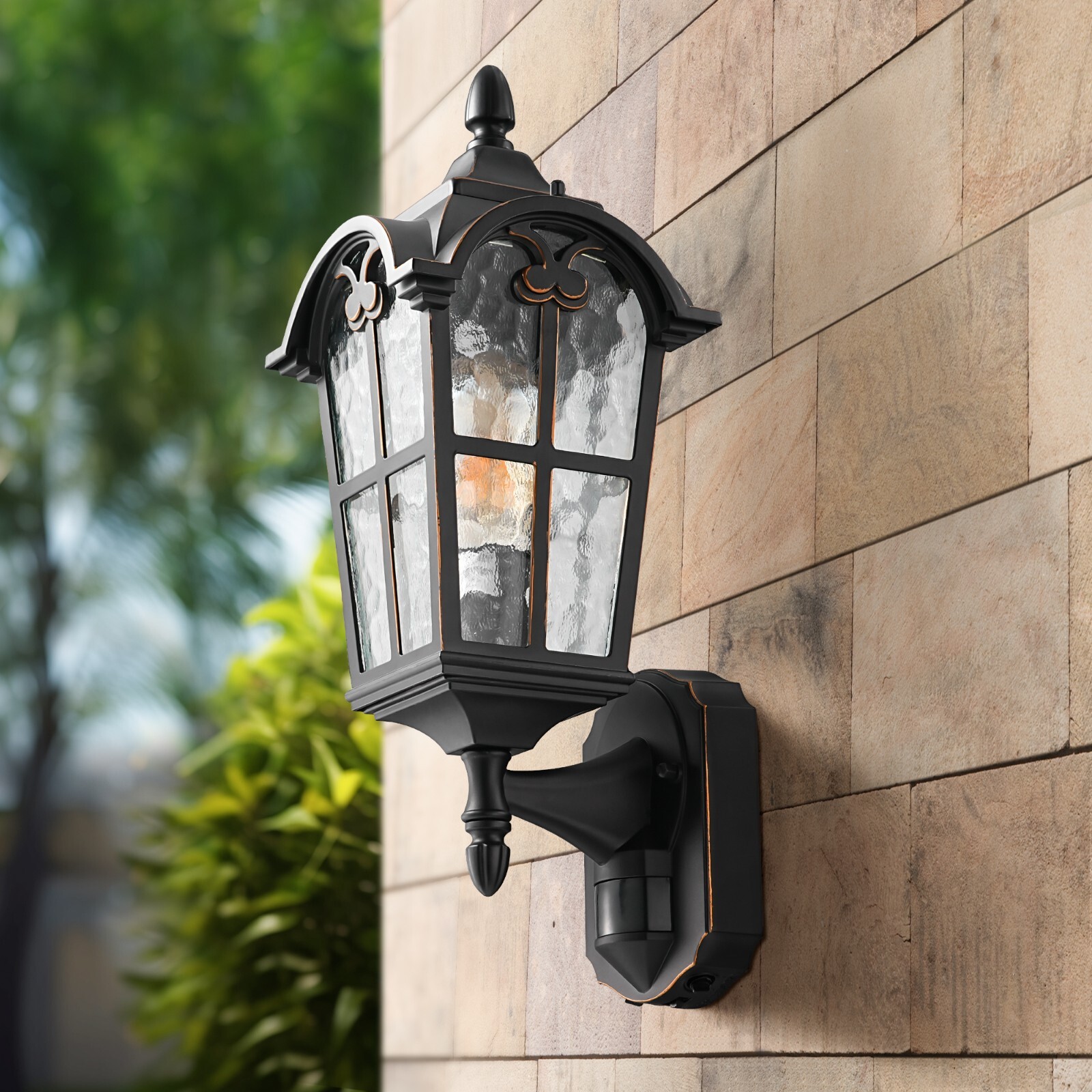 EDISHINE Outdoor Wall Light with Dusk to Dawn and Motion Sensor Waterproof