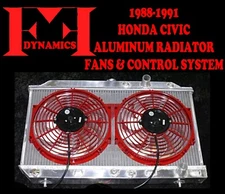 FF DYNAMICS RADIATOR & TWIN ELECTRONIC COOLING FAN SYSTEM: 88-91 HONDA CIVIC