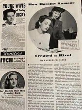 Dorothy Lamour, Two Page Vintage Clipping a