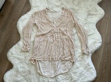 Free People Dress Oversized Light Pink Velvet Mini Long Sleeves V Neck Pockets
