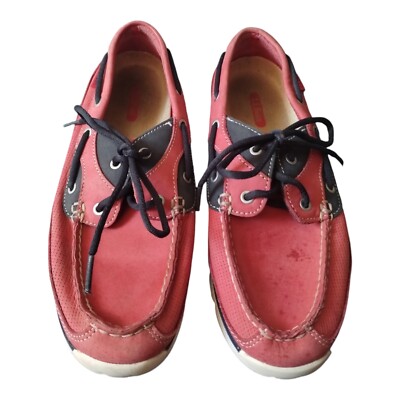 Bean Women's Red Leather Boat Shoes Size Lace Up Moccasins