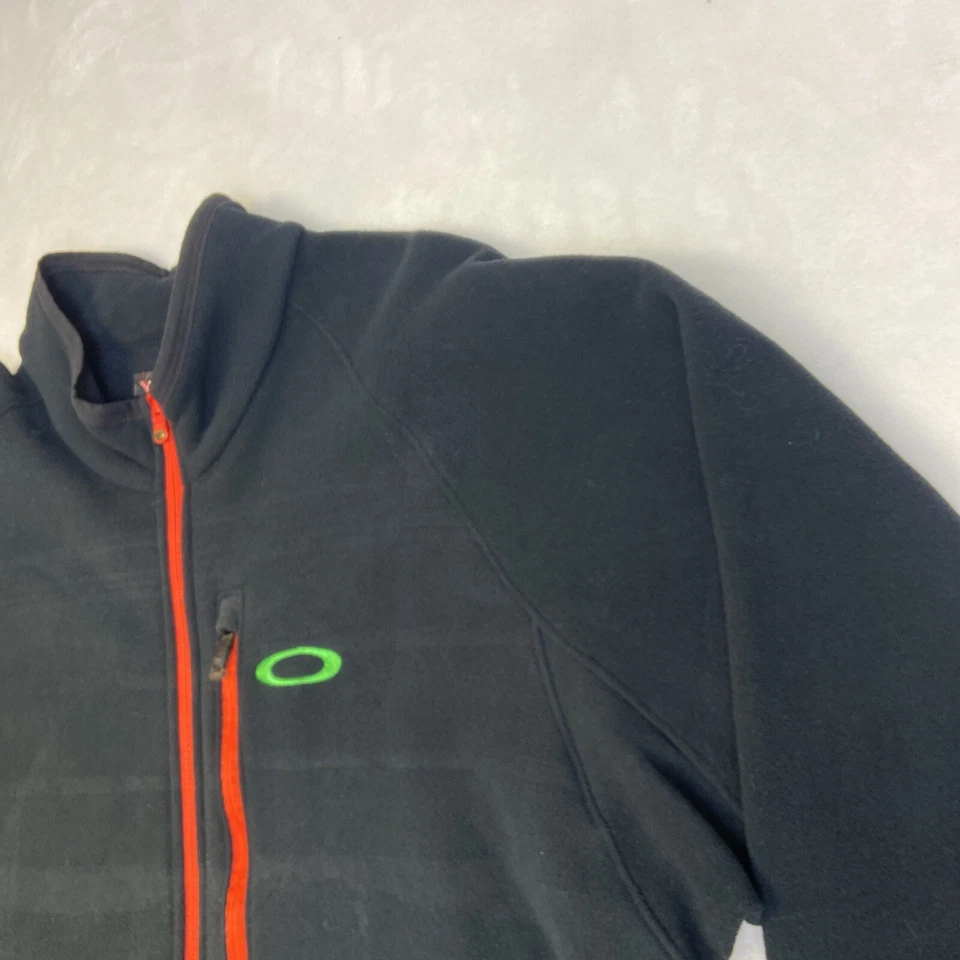 De colección Oakley Para Hombre Talla XXL Negro Manga Larga Vellón Cremallera Completa Rayas Cuello Sin Mock Foto 3 de 4