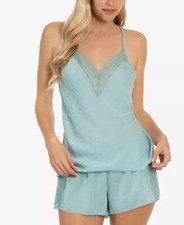 Linea Donatella Womens Hammered Satin Cami Tap Shorts Lingerie Set Small