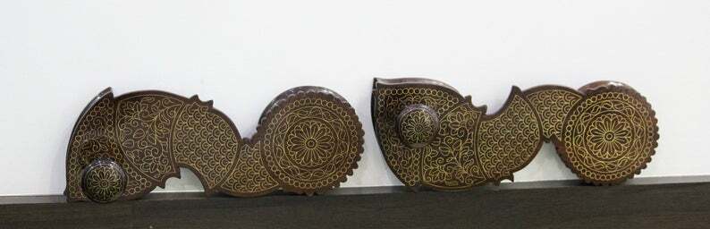 Wood Paduka From India Antique Inlay Old Style Wood Charan Paduka