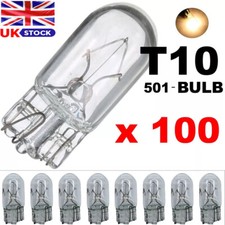 T10 501 Bulbs 12v 5W sidelight Capless Number Plate w5w Halogen Car Bulb (x 100)